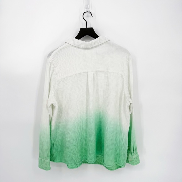 Candace Cameron Bure Ombre Dip Dye Cotton Gauze Button Down Top 1XP - Picture 6 of 10